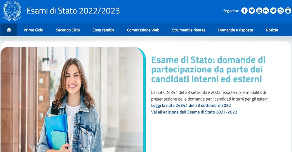 Esami di Stato 2023: online la pagina Web del Ministero dell'Istruzione